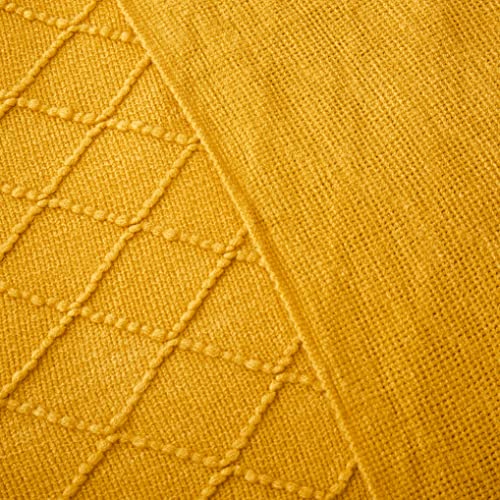 Acrylic Knitted Throw Blanket, Lightweight and Soft Cozy Decorative Woven Blanket with Tassels for Couch, Bed, Sofa, Travel, Suitable for All Seasons, 50 x 60 Inches, Mustard Yellow - color: Mustard Yellow