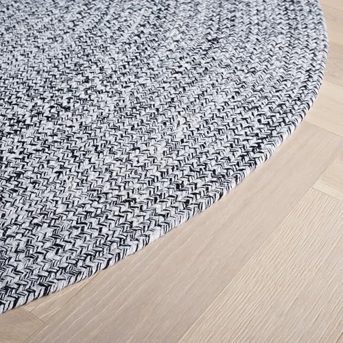 SAFAVIEH Braided Collection Area Rug - 3' Round, Ivory & Black, Handmade Woven Cotton, Boho Reversible Style, Ideal for Living Room, Bedroom, Dining Space (BRD256C) - color: Ivory/Black, size: 3' (Round)