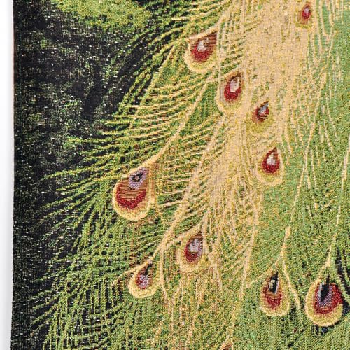 AureoMadis Elegant Peacock Vertical Woven Tapestry Wall Hanging with Lining and Rod Pockets for Bedroom Living Room Home Aesthetic - Nature Art Decor (27" W x 42" H) - color: Elegant： Peacock Scene-with lining