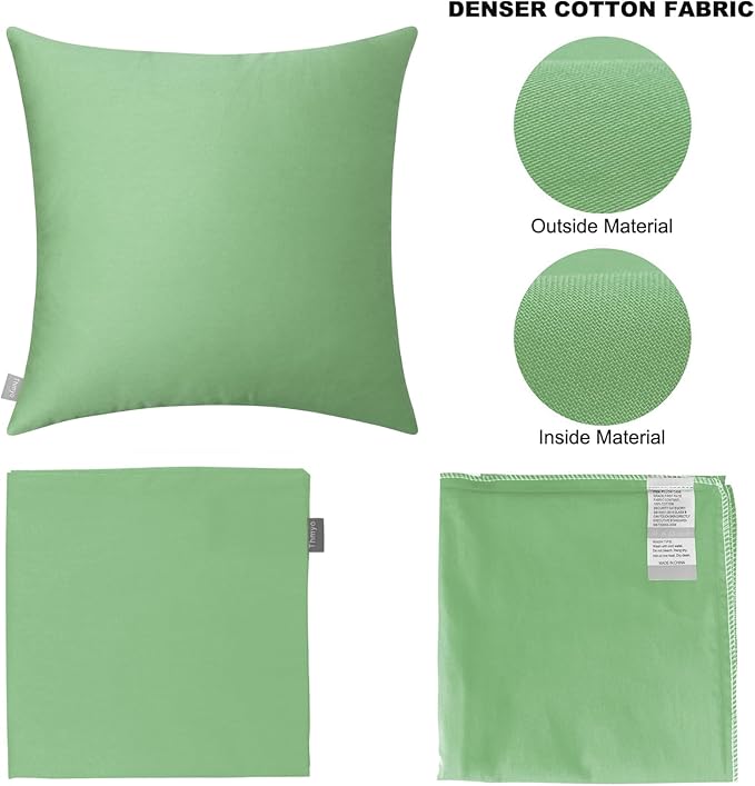 Thmyo 4-Pack 100% Cotton Comfortable Solid Decorative Throw Pillow Case, Square Cushion Cover Pillowcase Sublimation Blank Pillow Covers DIY Throw Pillowcase for Sofa(20x20 inch/ 50x50cm,Sage Green)
