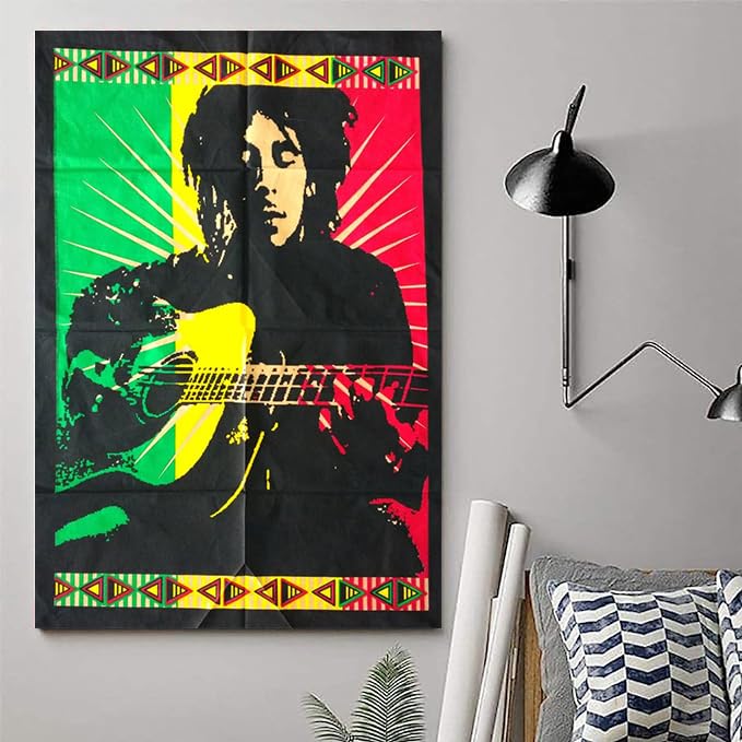 Rastogi Handicrafts Hendrix Guitar 40" X 30" Poster Size Tapestry Decorative Indian Dorm Decor Cotton Tapestry Indian Multi Colored Wall Poster Indian Deity (RH-146) - color: Rh-146