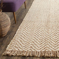 SAFAVIEH Natural Fiber Collection Runner Rug - 2'6" x 12', Bleach & Natural, Handmade Chevron Fringe Jute, Ideal for High Traffic Areas in Living Room, Bedroom (NF458A) - size: 2'6" x 12' (Runner)