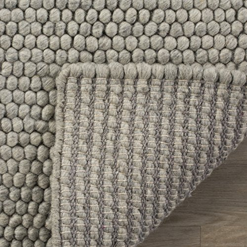 SAFAVIEH Natura Collection Accent Rug - 2' x 3', Silver, Handmade Wool Blend, Textured Design, Ideal for Hallway, Bedroom, Foyer (NAT620C) - color: Silver, size: 2' x 3' (Rectangular)