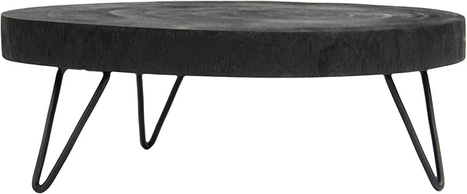 Creative Co-Op Decorative Paulownia Wood Pedestal, Black, 11"