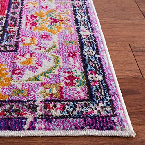 SAFAVIEH Monaco Collection Area Rug - 2'2" x 4', Violet & Fuchsia, Non-Shedding & Easy to Clean, Distressed Medallion Design, Ideal for Front Door, Kitchen, Entryway, Accent Space (MNC243P) - color: Violet/Fuchsia, size: 2'2" x 4' (Rectangular)