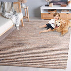 SAFAVIEH Cape Cod Collection Accent Rug - 4' x 6', Natural & Navy, Handmade, Braided Design, Ideal for The Living Room, Bedroom, Dining Room (CAP151N-4) - color: Natural/Navy, size: 4' x 6' (Rectangular)