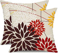 DFXSZ Red Brown Outdoor Pillow Cover 16X16 Inch Set of 2 Outdoor Waterproof Fall Floral Brown Decorative Pillowcase Decor for Couch Patio Funiture Garden Print Polyester Cushion Cover 01K16