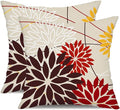 DFXSZ Red Brown Outdoor Pillow Cover 20X20 Inch Set of 2 Outdoor Waterproof Fall Floral Brown Decorative Pillowcase Decor for Couch Patio Funiture Garden Print Polyester Cushion Cover 01K20