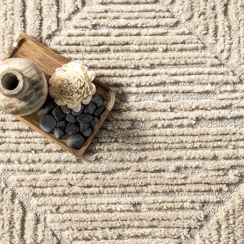 Nuloom Kerry Beige, 6' Round, Geometric, Soft and Cozy, High Traffic, Stain Resistant, Easy Clean, Durable Area Rug for Bedroom, Living Room, Dining Space, Den, Foyer, Entryway - color: Kerry Beige, size: 6' (Round)