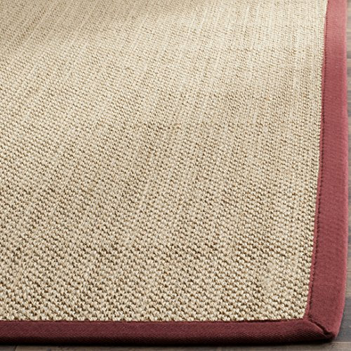 SAFAVIEH Natural Fiber Collection Runner Rug - 2'6" x 6', Maize & Burgundy, Sisal, Woven Design with Border (NF141D) - color: Maize/Burgundy, size: 2'6" x 6' (Runner)