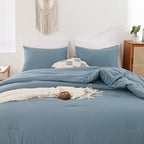 ROSGONIA Oversized Queen Comforter Dusty Blue, 3pcs (1 Comforter & 2 Pillowcases) Lightweight Oversized Queen Comforter Sets Bedding Blanket Quilts