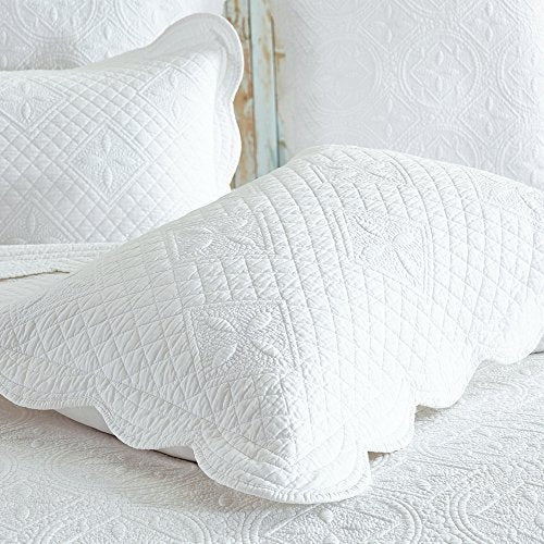 Calla Angel Sage Garden Luxury Pure Cotton Quilted Pillow Sham, Standard, 20x26, White - color: White, size: Standard