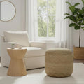 100% Natural Jute Pouf Handmade Braided Ottoman - Farmhouse Rustic Accent Furniture - Footrest Round Bean Bag - for Living Room Bedroom Kids Room (Natural, 16" x 16" x 18")