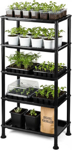 5-Tier Seed Starter Trays, Plant Stand, with Bottom-Watering Design– Reinforced Thickened Shelf for Small Pots, Balcony/Indoor Seed Starting & Greenhouse, Black