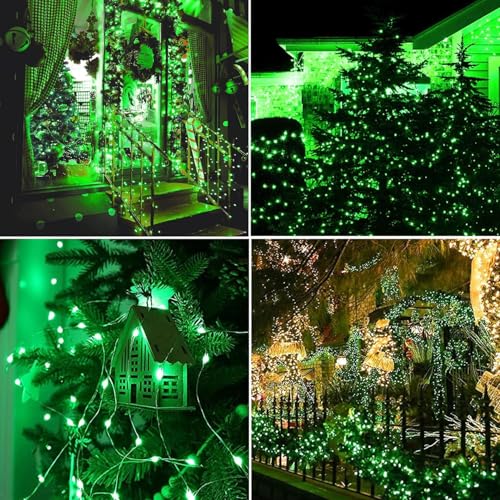 Joomer Green Fairy String Lights 33FT 100 LEDs Plug in Fairy Lights Indoor Silver Wire String Light DIY for Bedroom, Parties, Christmas, Outdoor, Indoor St. Patrick's Day Decoration (Non-Connectable) - color: Green, size: 100led