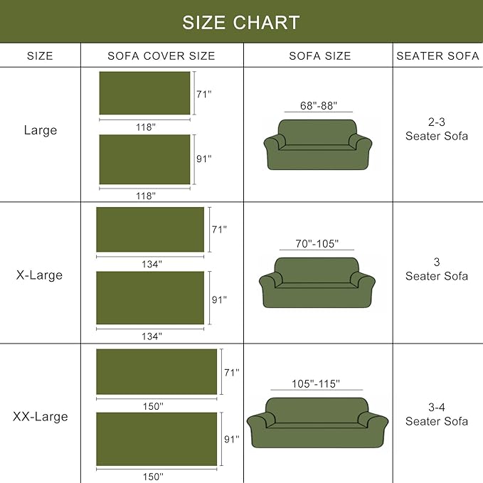ROOMLIFE Sofa Covers for 3 Cushion Couch Boho Style Green Block Sectional Couch Covers Practical Futon Sofa Slipcover Versatile Couch Cover Blanket for Dogs Cats Couch Protector, 71"x134"