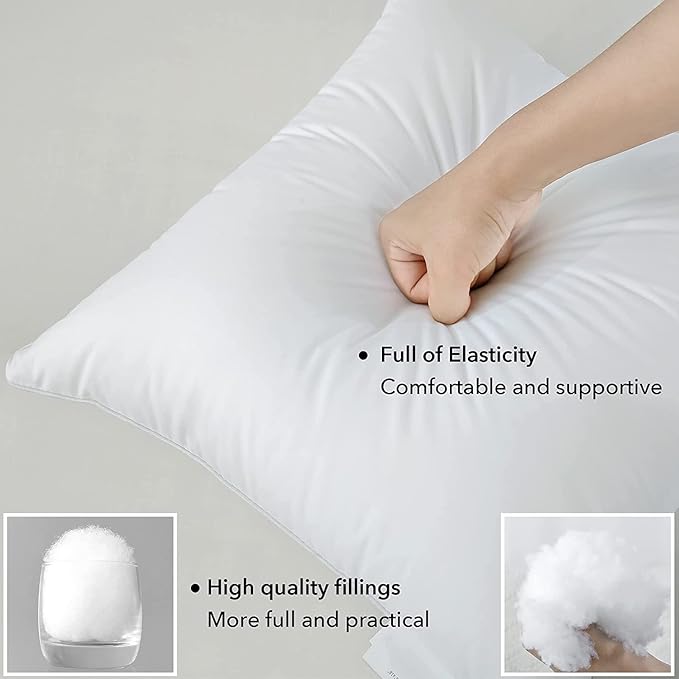 FAVRIQ 26 x 26 Euro Pillow Inserts - 26 Inch Decorative Throw Pillows for Couch Bed Sofa with 100% Cotton Cover - Pack of 2