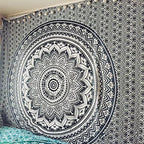 Popular Handicrafts Tapestry Wall Hanging Hippie Ombre Mandala Bohemian Hippy Psychedelic Design Indian Tapestries Bedspread 84 x 90 Inches (215cm x 230cm) Red Yellow - color: Black Grey, size: 90"L x 84"W