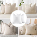 MIULEE 24x24 Euro Pillow Inserts, Set of 2 Down Feather Throw Pillows for Couch Sofa Bed, Decorative Fluffy Throw Pillow Inserts Cotton Fabric,White