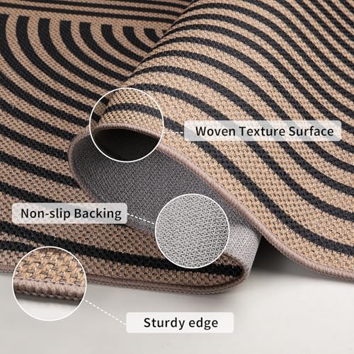 Tangsoo Rainbow Easy Jute Rug 2x4 Small Throw Rugs for Entryway,Washable Ultra Thin Outdoor Door Mat, Black Non-Slip Indoor Floor Carpet for Entrance Kitchen Hallway Bedroom Front Porch - color: Black, size: 2x4ft