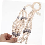 VICASKY Bohemian Wood Beads Hanging Planter Basket with Tassel Woven Cotton Rope Plant Hanger for Indoor Outdoor Flower Pot Holder Stylish Wall Mount Decor for Patio