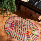 Savi Home Oval Jute Cotton Chindi Rug 3'x5' – Multicolor Braided Area Rug for Living Room, Kitchen, Entryway, Farmhouse & Bathroom – Handwoven Recycled Cotton Floor Mat