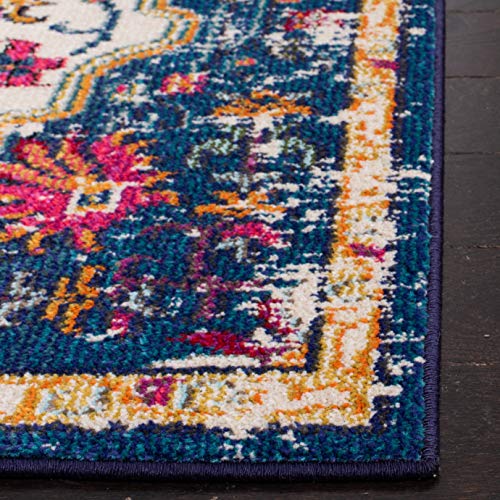 SAFAVIEH Madison Collection Accent Rug - 2'2" x 4', Ivory & Orange, Medallion Distressed Design, Non-Shedding & Easy Care, Ideal for High Traffic Areas in Entryway, Living Room, Bedroom (MAD447A) - color: Ivory/Orange, size: 2'2" x 4' (Rectangular)