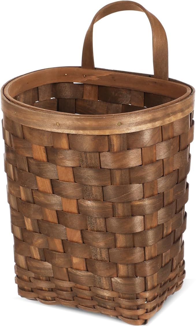 Mini Vintage Woven Wall Basket - Retro Flower & Kitchen Storage Hanging Holder for Small Sundries