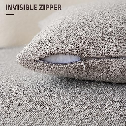 Foindtower Set of 2, Decorative Textured Boucle Throw Pillow Covers Accent Solid Pillow Cases Soft Cozy Couch Cushion Case for Chair Sofa Bedroom Living Room Home Decor 16 x 16 Inch Neutral Grey - color: Cloud Grey, size: 16" x 16" (Pack of 2)