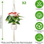 Macrame Plant Hangers 2 Pack Indoor Outdoor Hanging Planter Basket Handmade Rope Hanging Plant Holder for Indoor Outdoor Boho Home Decor 41 Inch, White