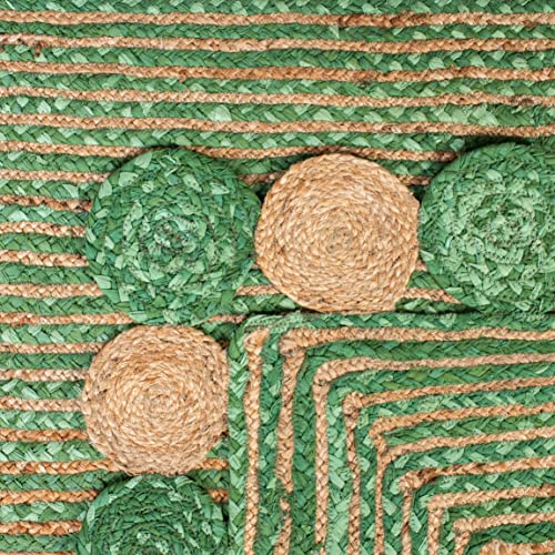 SAFAVIEH Cape Cod Collection 2' x 3' Green / Natural CAP201Y Handmade Boho Braided Jute & Cotton Entryway Living Room Foyer Bedroom Accent Rug - color: Green/Natural, size: 2' x 3' (Rectangular)