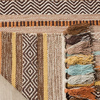 SAFAVIEH Area Rug 8x10 - Montauk Collection - Large - Brown & Multi, Handmade Cotton, Boho Stripe Fringe Design, Ideal for Living Room, Bedroom, Office, Dining Space (MTK901H) - color: Brown/Multi, size: 8' x 10' (Rectangular)