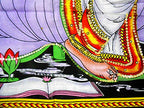 Goddess Saraswati batik sequins Cotton Wall Hanging yoga Painting : Size 43"x30" Inches - color: Saraswati