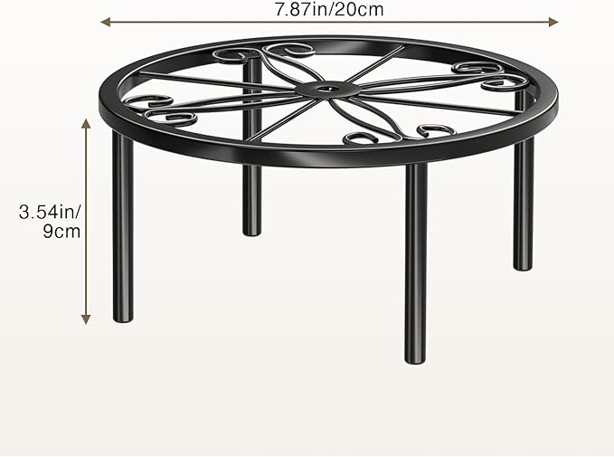 7.9 IN Plant Stand 1 PIC Metal Flower Pot Holders Indoor Tall 3.5'' Plant Rack Plant Riser Plant Shelf Accessories For Living Room Balcony Round Black