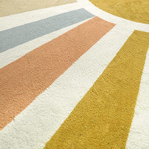 STARUIA Boho Round Rug 4 Ft Washable Area Rug for Kids Room, Colorful Sun Circle Rug for Playroom, Non-Slip Circular Office Carpet Soft Rainbow Rug for Bedroom Reading Corner Dorm - color: Monet, size: 4'x4'