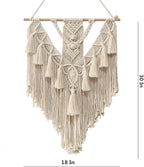 BMIDRUT Hanging Macrame Tapestry Woven Boho Wall Art Handmade Macrame Tapestry Home Wall Decor Wall Pediment 18x30 Inch (Beige)