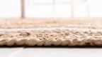 Unique Loom Braided Jute Collection Classic Quality Made Natural Hand Woven with Coastal Design Area Rug (8' 0 x 8' 0 Round, Natural/ Ivory)
