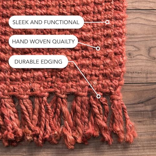 nuLOOM 5x8 Daniela Jute Tassel Hand Woven Area Rug, Brick, Solid Chunky Farmhouse Design, Natural Fiber, For Bedroom, Dining Room, Living Room, Hallway, Office, Entryway - color: Brick, size: 5' x 7'6" (Rectangular)