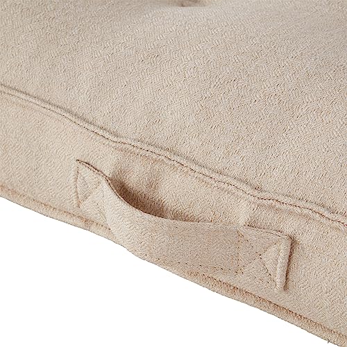 Square Tufted Floor Pillow with Removable Cover, Cream, Large (40") - color: Cream, size: Large (40")