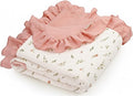 Muslin Ruffled Baby Blanket, Extra Large 52 x 52 Inches, Soft Breathable Cotton Crib Blanket for Newborn Infant Toddler (Blush Meadow-Ruffled, Printed)