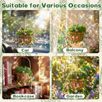 GUJYUYIF Beaded Plant Kit Green Glass Leaf Beads with Rattan Basket, Hanging Suncatchers Beading Kit for Jewelry Making DIY Craft Kit Plants - color: Pink-Green