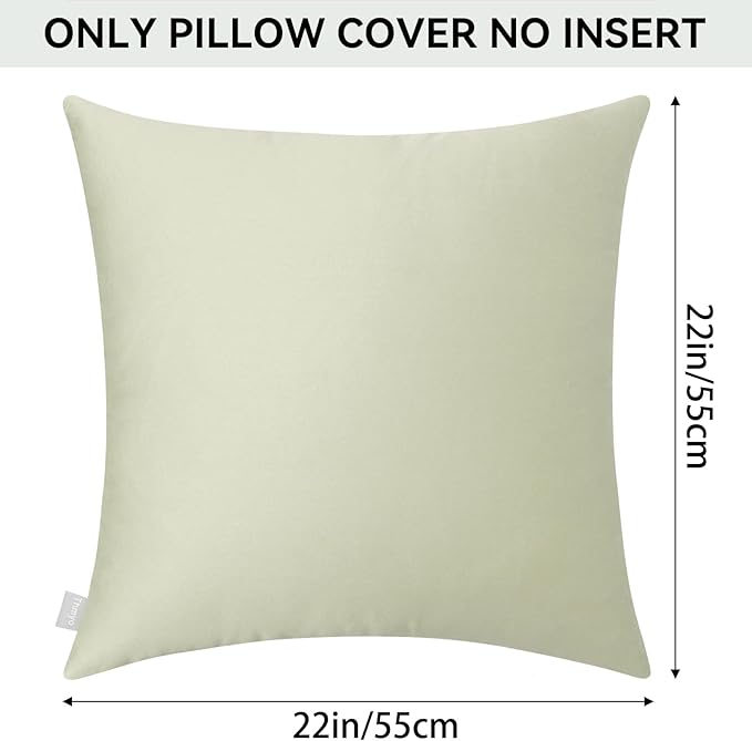 Thmyo 4-Pack 100% Cotton Comfortable Solid Decorative Throw Pillow Case Square Cushion Cover Pillowcase Sublimation Blank Pillow Covers DIY Throw Pillowcase for Sofa Bedroom(22x22 inch/ 55x55cm,Beige)