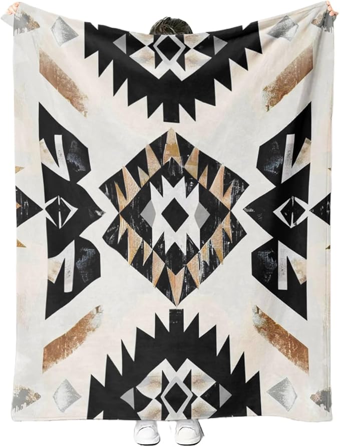 Aztec Throw Blanket, Boho Geometric Pattern, Southwest Blankets Fuzzy Gifts for Sofa Couch Bedroom (40" x 30")