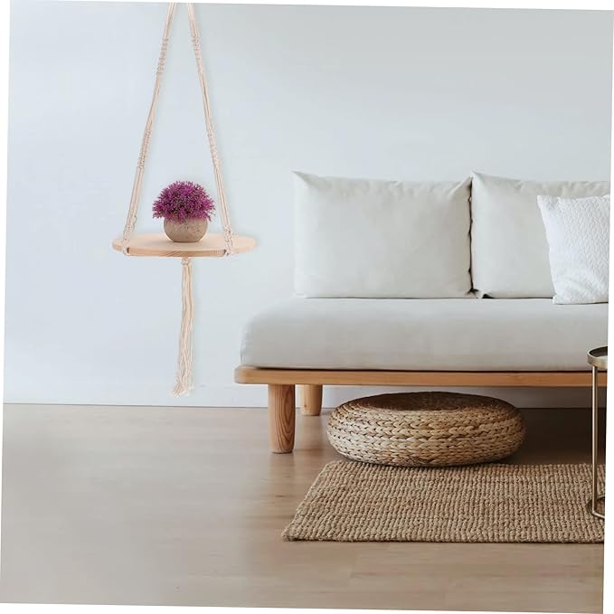 Hanging Woven Flower Basket Holder Natural Macrame Plant Pot Tray for Use for Plants Like and Ferns Decor
