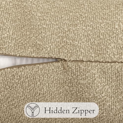 JoraLion 12x24 inch Boucle Lumbar Pillow Cover, Camel Woven Texture Neutral Long Pillow Cover Breathable Cushion Case for Couch Sofa Bed Living Room Home Decor (Cover Only) - color: Camel, size: 24" x 12" (Pack of 1)