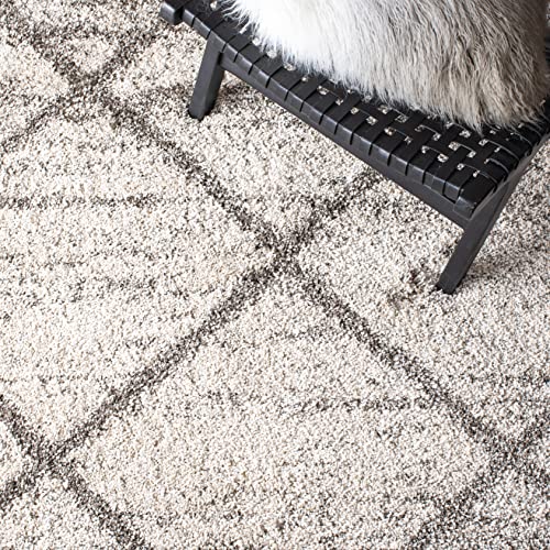 SAFAVIEH Hudson Shag Collection Accent Rug - 2' x 3', Grey & Beige, Modern Trellis Design, Non-Shedding & Easy Care, 2-inch Thick Ideal for High Traffic Areas in Foyer, Living Room, Bedroom (SGH281J) - color: Grey/Beige, size: 2' x 3' (Rectangular)