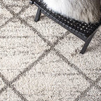 SAFAVIEH Hudson Shag Collection Accent Rug - 2' x 3', Grey & Beige, Modern Trellis Design, Non-Shedding & Easy Care, 2-inch Thick Ideal for High Traffic Areas in Foyer, Living Room, Bedroom (SGH281J) - color: Grey/Beige, size: 2' x 3' (Rectangular)