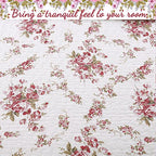 Cozy Line Home Fashions Fuchsia Pink Rose Cream Floral Print Reversible 100% Cotton Quilted Throw Blanket 60" x 50" Machine Washable and Dryable (Roses) - color: Roses