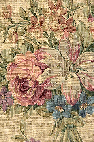Charlotte Home Furnishings Decorative Pillow Cover 18x18 in, Bouqet Floral Red Couch Throw Pillows for Bed and Sofa, Square Tapestry Cushion Cases for Living Room, European Cotton Jacquard Woven - color: Floral Red