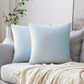 MIULEE Velvet Throw Pillow Covers 16x16 Inch, Pack of 2 - Baby Blue, Soft Solid Decorative Pillow Covers Cushion Cases Modern Luxury Home Decor for Spring Couch Sofa Bedroom Livingroom